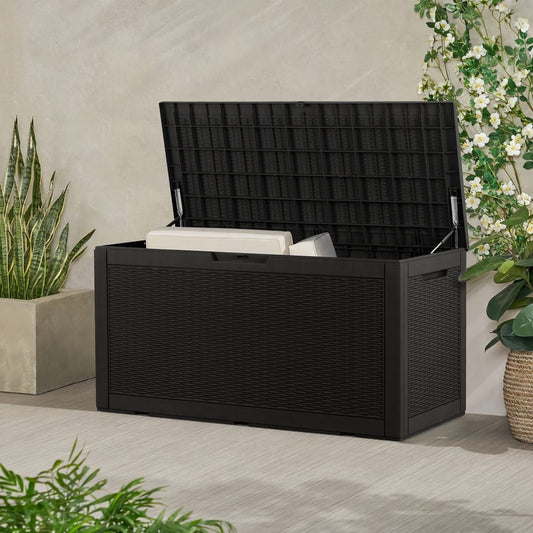 Coffre de rangement extérieur Walnew de 100 gallons en résine plastique