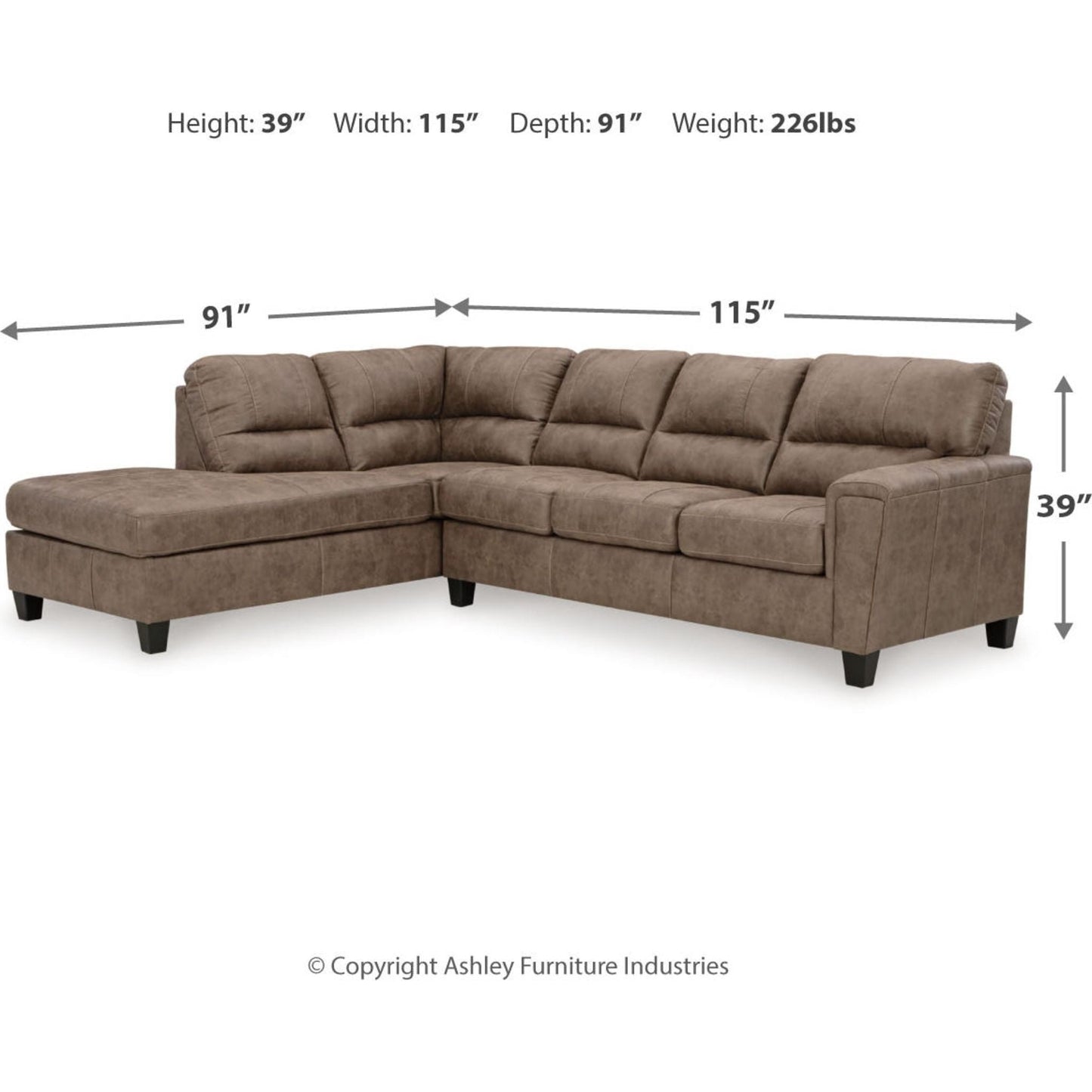 Canapé d'angle Navi 2 pièces avec méridienne