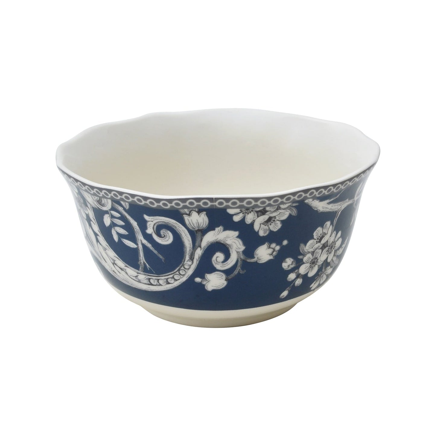 Service de table 16 pièces en porcelaine 222 Fifth Adelaide avec assiettes rondes, bols et tasses, bleu foncé