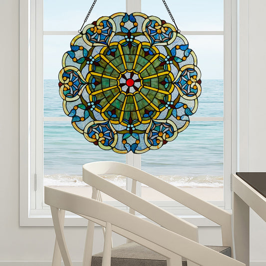 Panneau de vitrail victorien de 22 pouces de haut par River of Goods