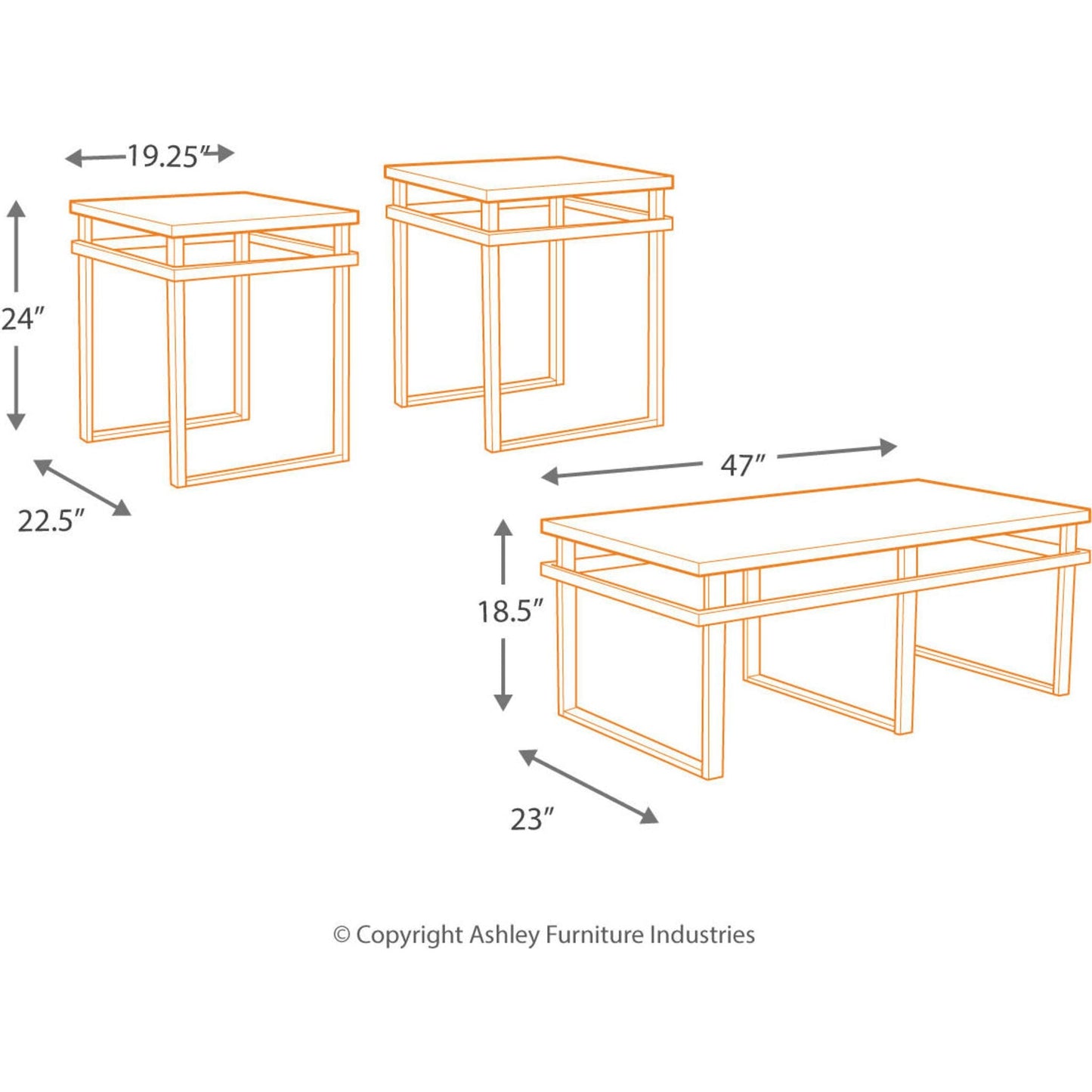 Tables Laney en paquet de 3
