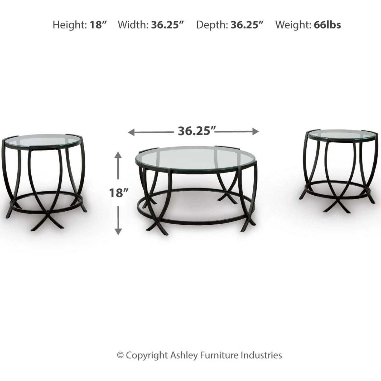 Ensemble de 3 tables d'appoint Tarrin