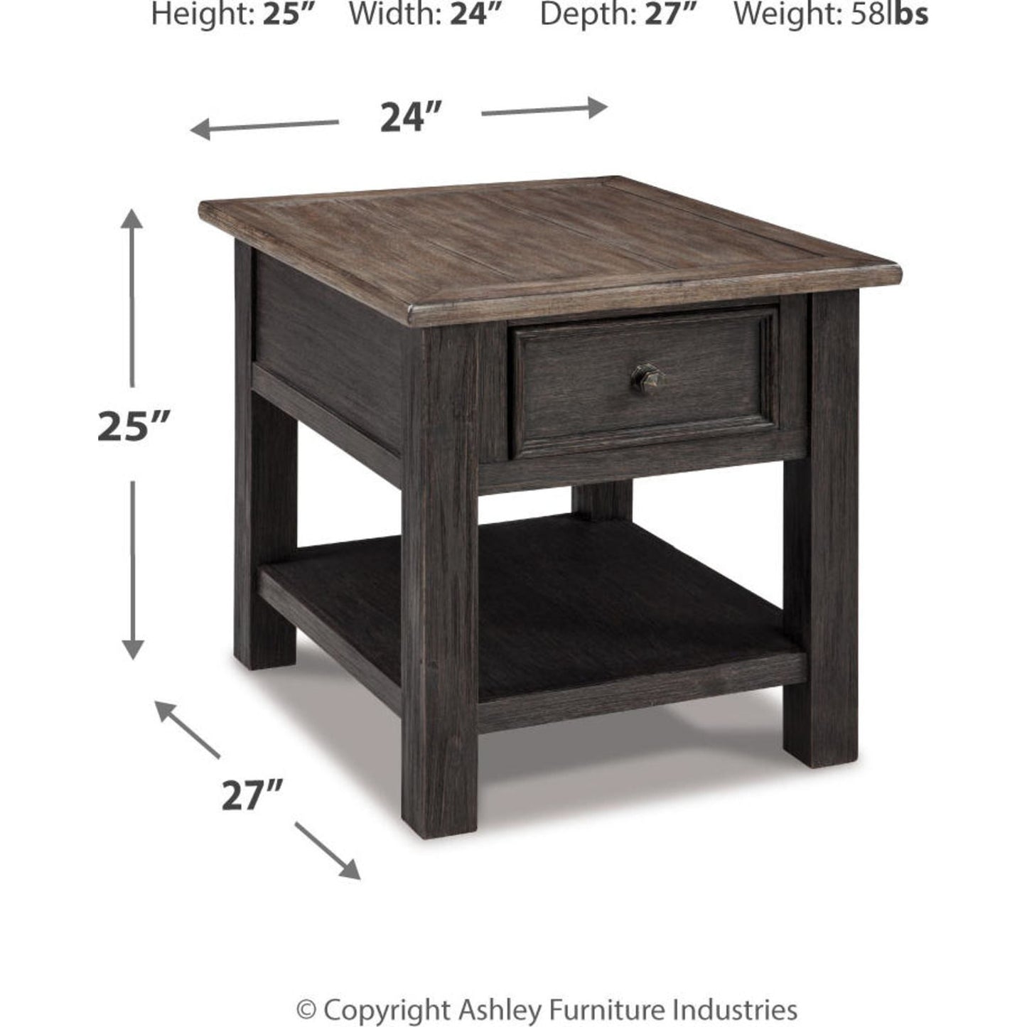 Table d'appoint rectangulaire Tyler Creek