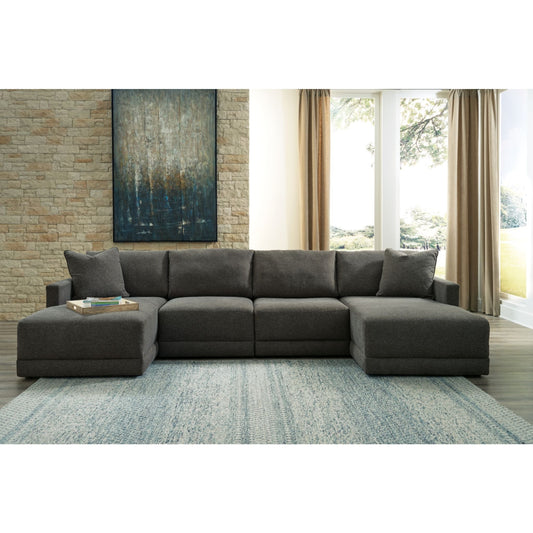 Canapé d'angle modulaire 4 pièces avec méridienne, une exclusivité Evey