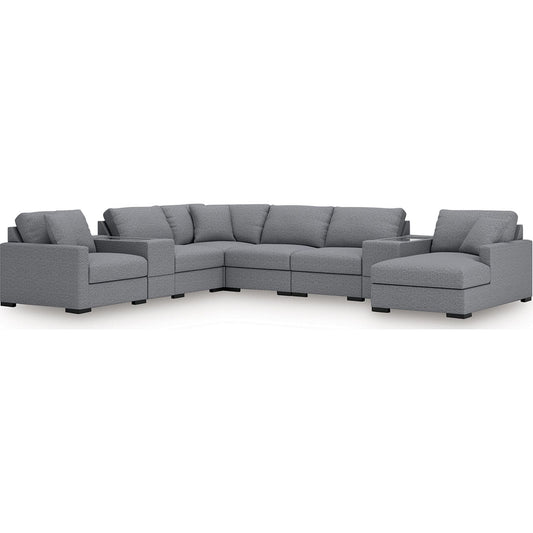 Canapé d'angle modulaire 8 pièces exclusif à Omaha avec méridienne et rangement