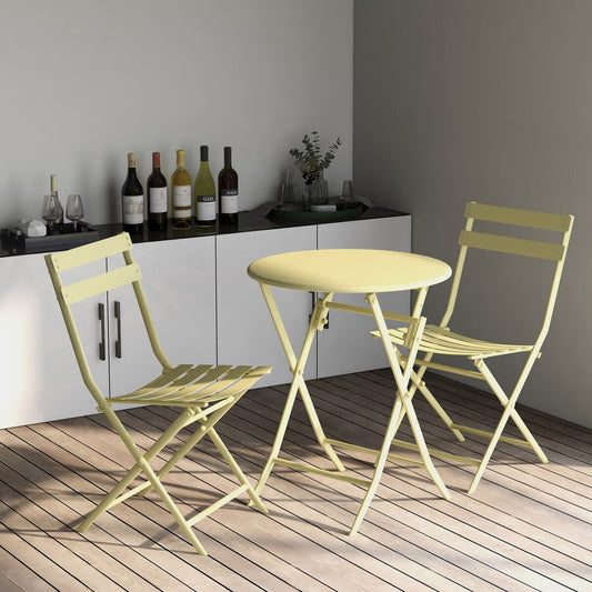 Ensemble bistro minimaliste 3 pièces pour patio : table ronde pliable et chaises