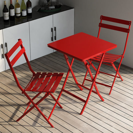 Ensemble bistro minimaliste 3 pièces pour patio : table carrée pliable et chaises