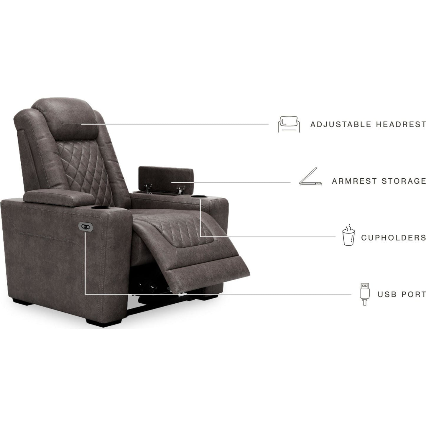Fauteuil inclinable électrique HyllMont avec appui-tête réglable