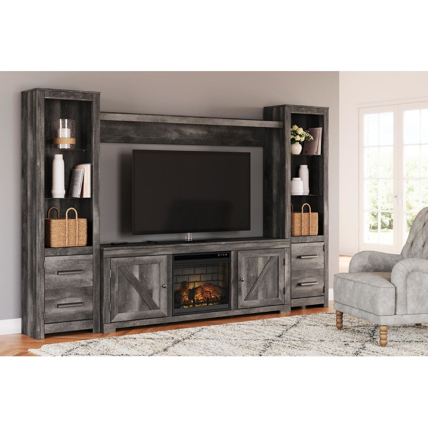 Meuble TV Wynnlow avec cheminée