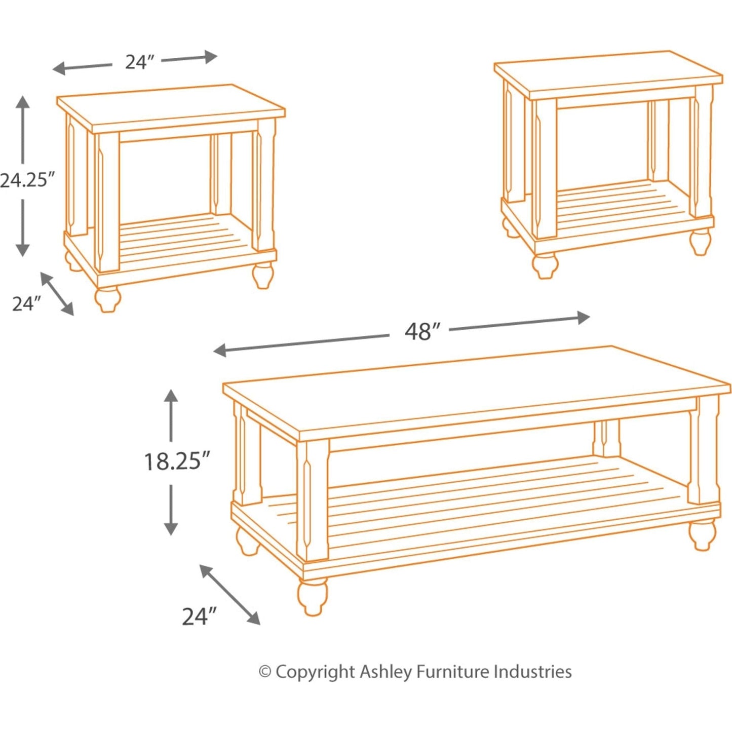 Ensemble de tables d'appoint Mallacar (ensemble de 3)