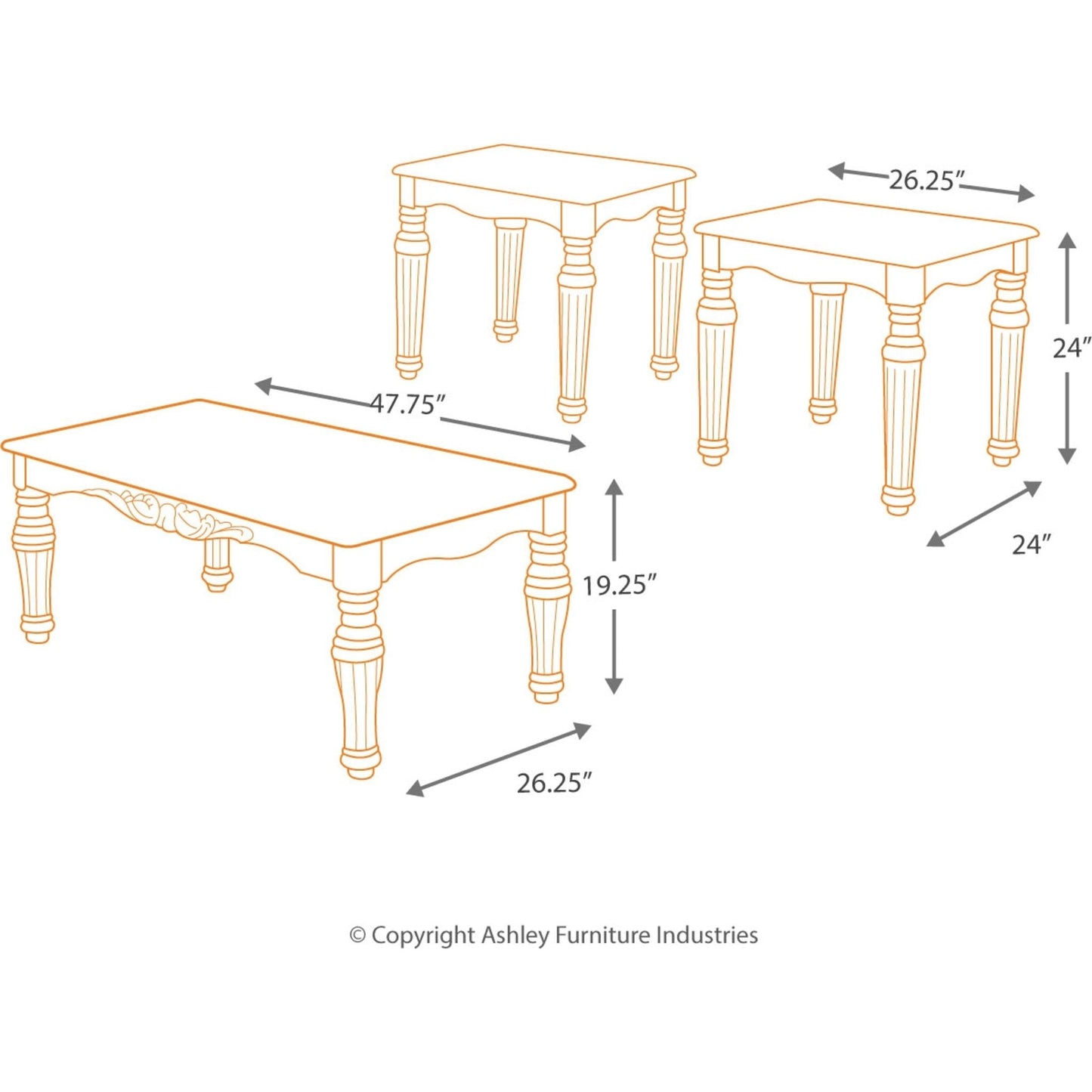 Ensemble de tables d'appoint North Shore (ensemble de 3)