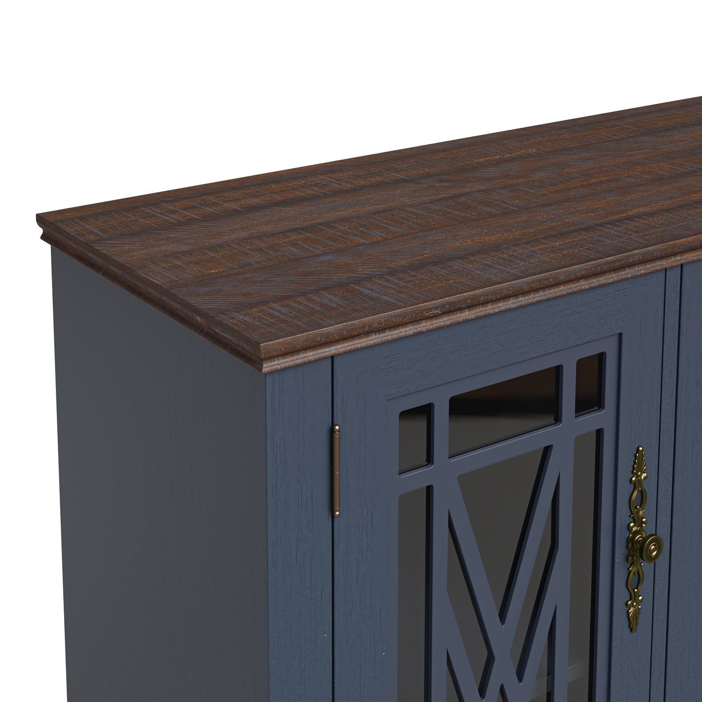 Buffet/meuble d'appoint de cuisine en bois de style vintage - Largeur : 63 pouces