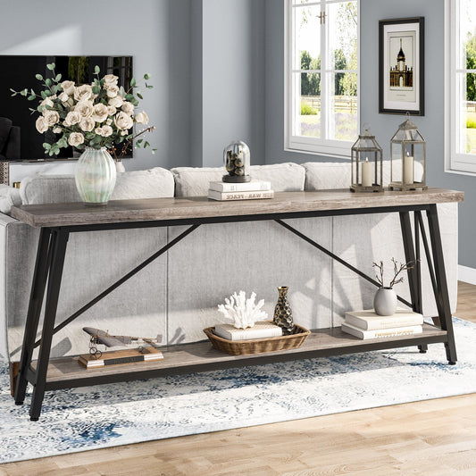 Table console extra longue de 70,9 pouces, style industriel.