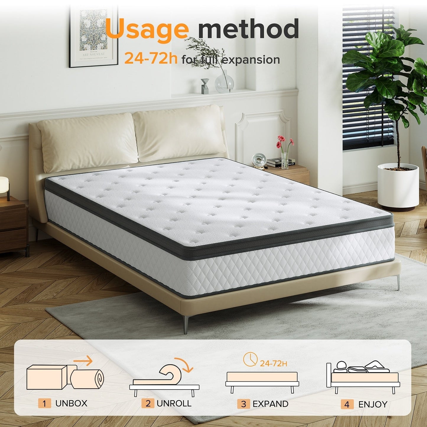 Matelas SweDrea 12 po en mousse à mémoire de forme hybride ferme avec CertiPUR-US et Oeko-TEX, doté de ressorts renforcés.