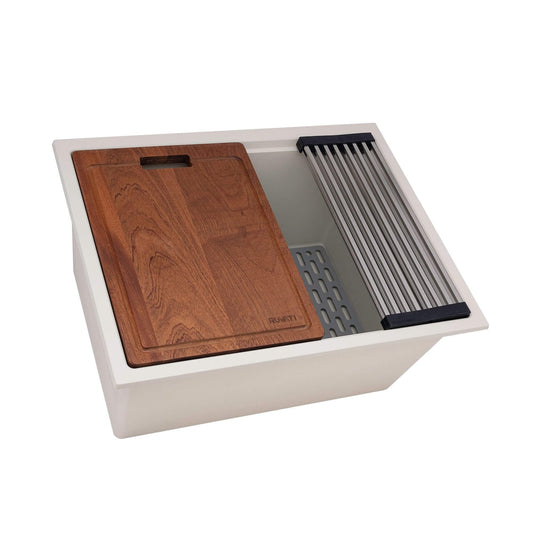 Évier de buanderie encastré Ruvati epiRock Workstation 25 pouces, blanc chaud - RVG2321WB