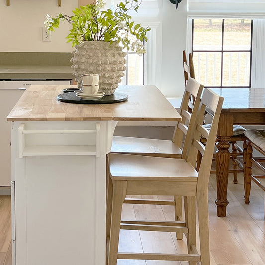 Chariot de cuisine Sophia & William avec plateau rabattable en bois d'hévéa, chariot de cuisine roulant avec grand meuble de rangement