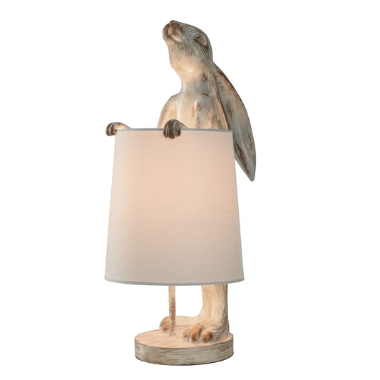 Lampe de bureau StyleCraft Malta White Washed Light Copper Rabbit
