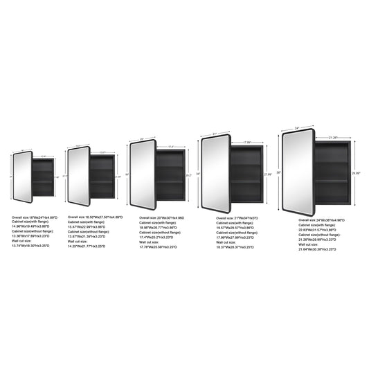 Armoires à pharmacie encastrées en métal style ferme TEHOME avec miroir