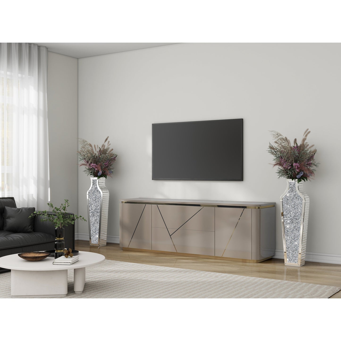 Grand vase de sol en diamants broyés