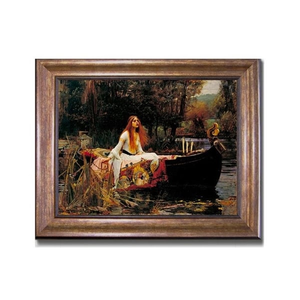 La Dame de Shalott par John Waterhouse, toile encadrée bronze et or (dimensions encadrées : 22 po x 28 po)