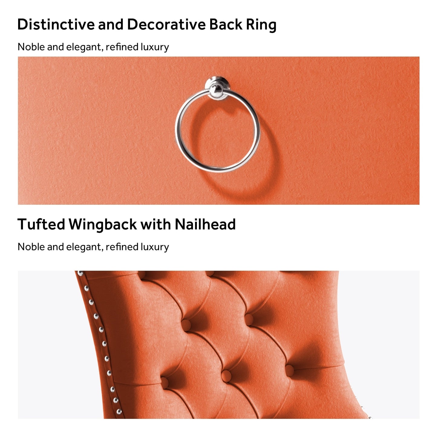 Ensemble de 6 chaises de salle à manger capitonnées en velours avec pieds en bois massif