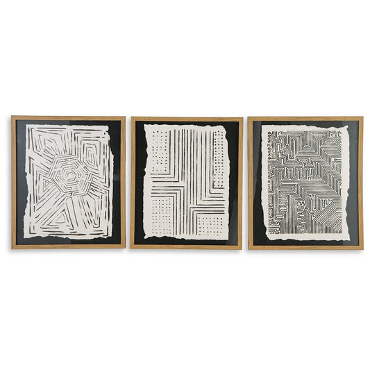 Ensemble de 3 tableaux muraux Wonderstow noir et beige