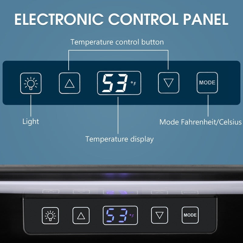 Réfrigérateur à boissons de 1,3 pi³ - Mini-réfrigérateur de 48 canettes et 12 bouteilles, porte vitrée, commandes tactiles électroniques