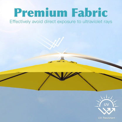 Parasol déporté à manivelle en acier de 3 m avec base lestée