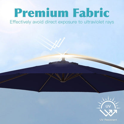 Parasol déporté à manivelle en acier de 3 m avec base lestée