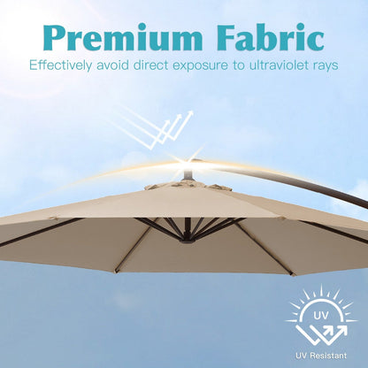 Parasol déporté à manivelle en acier de 3 m avec base lestée