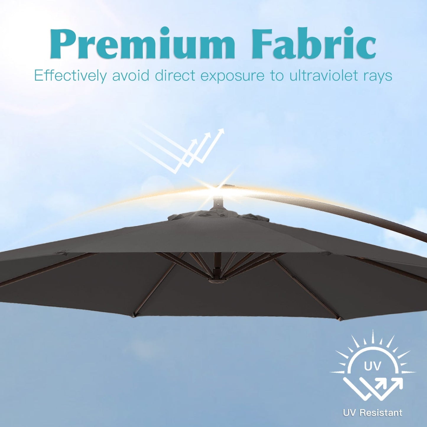 Parasol déporté à manivelle en acier de 3 m avec base lestée