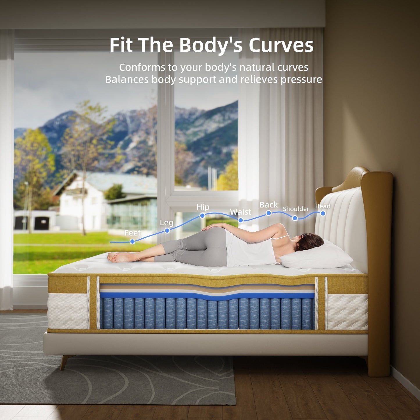 Matelas hybride de 25 cm en mousse à mémoire de forme et ressorts ensachés