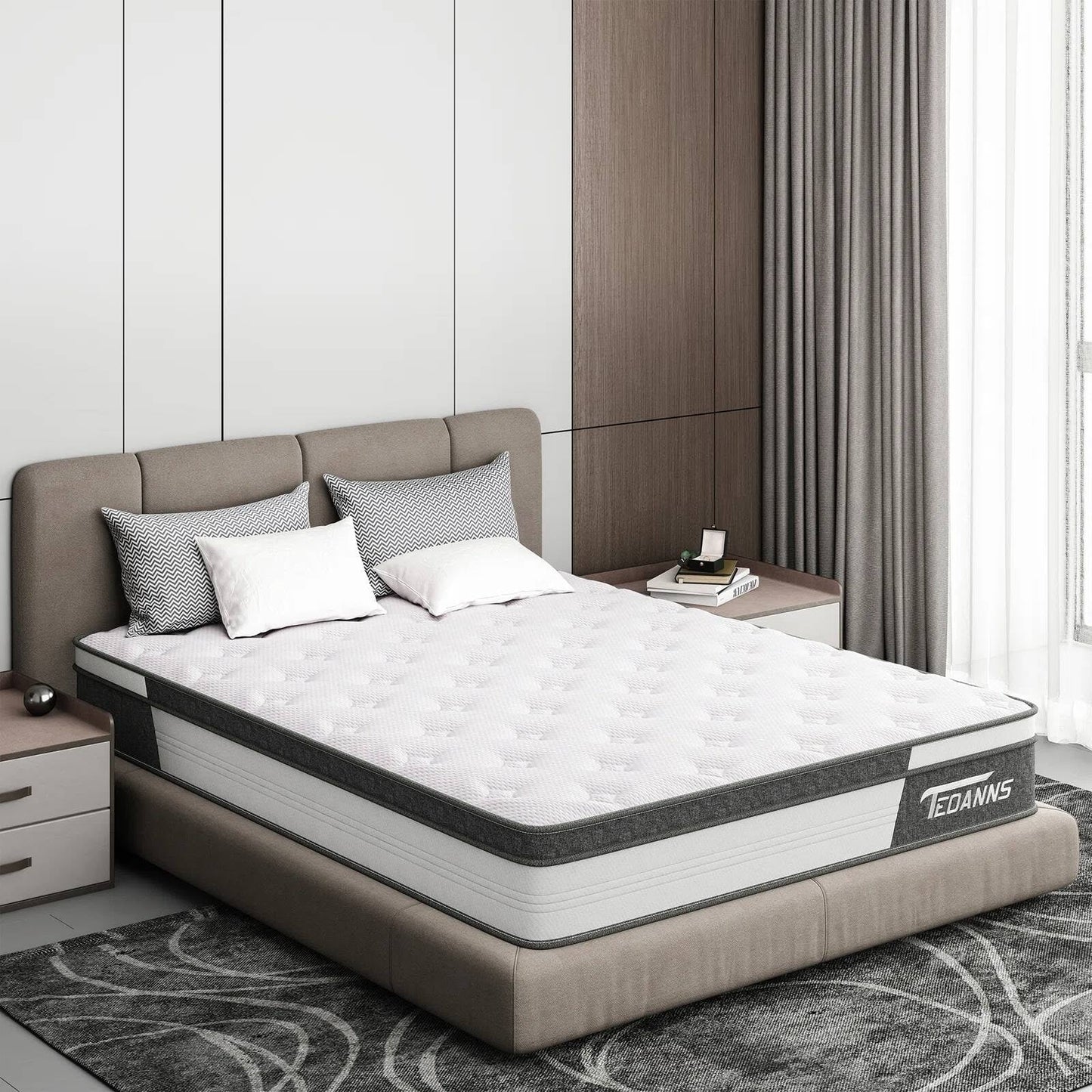 Matelas hybride de 25 cm en mousse à mémoire de forme et ressorts ensachés