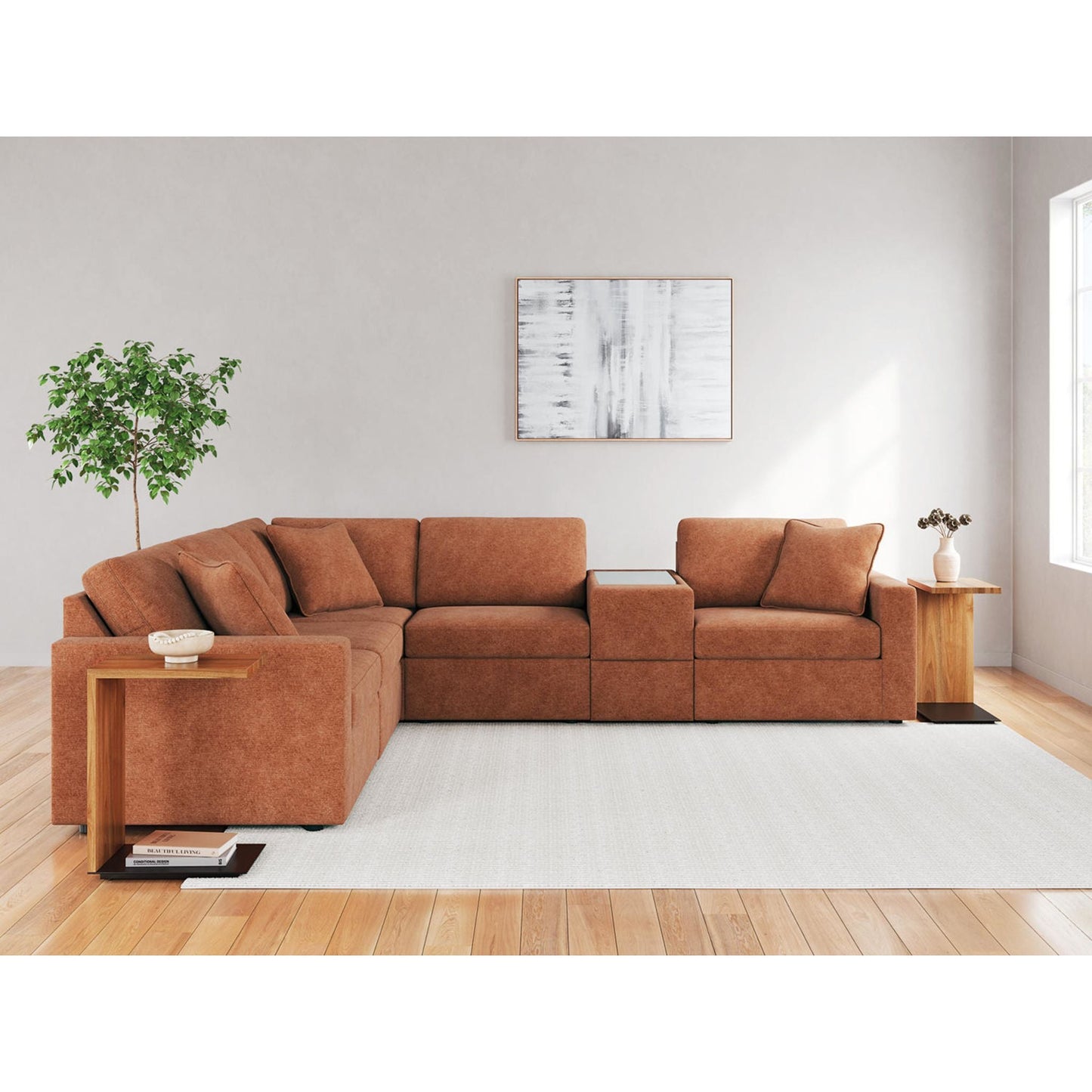 Canapé d'angle modulaire Modmax 6 pièces avec console de rangement