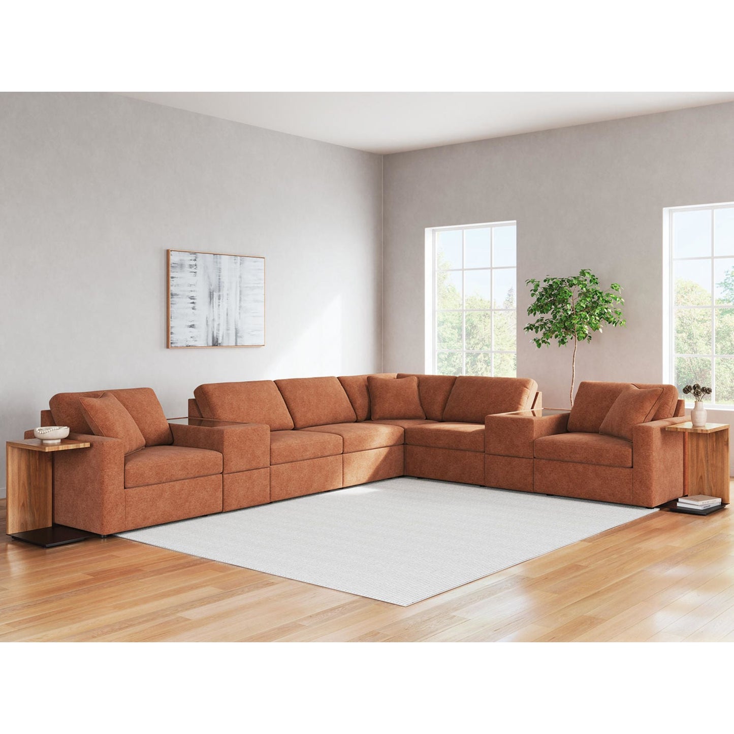 Canapé d'angle modulaire Modmax 8 pièces avec consoles de rangement