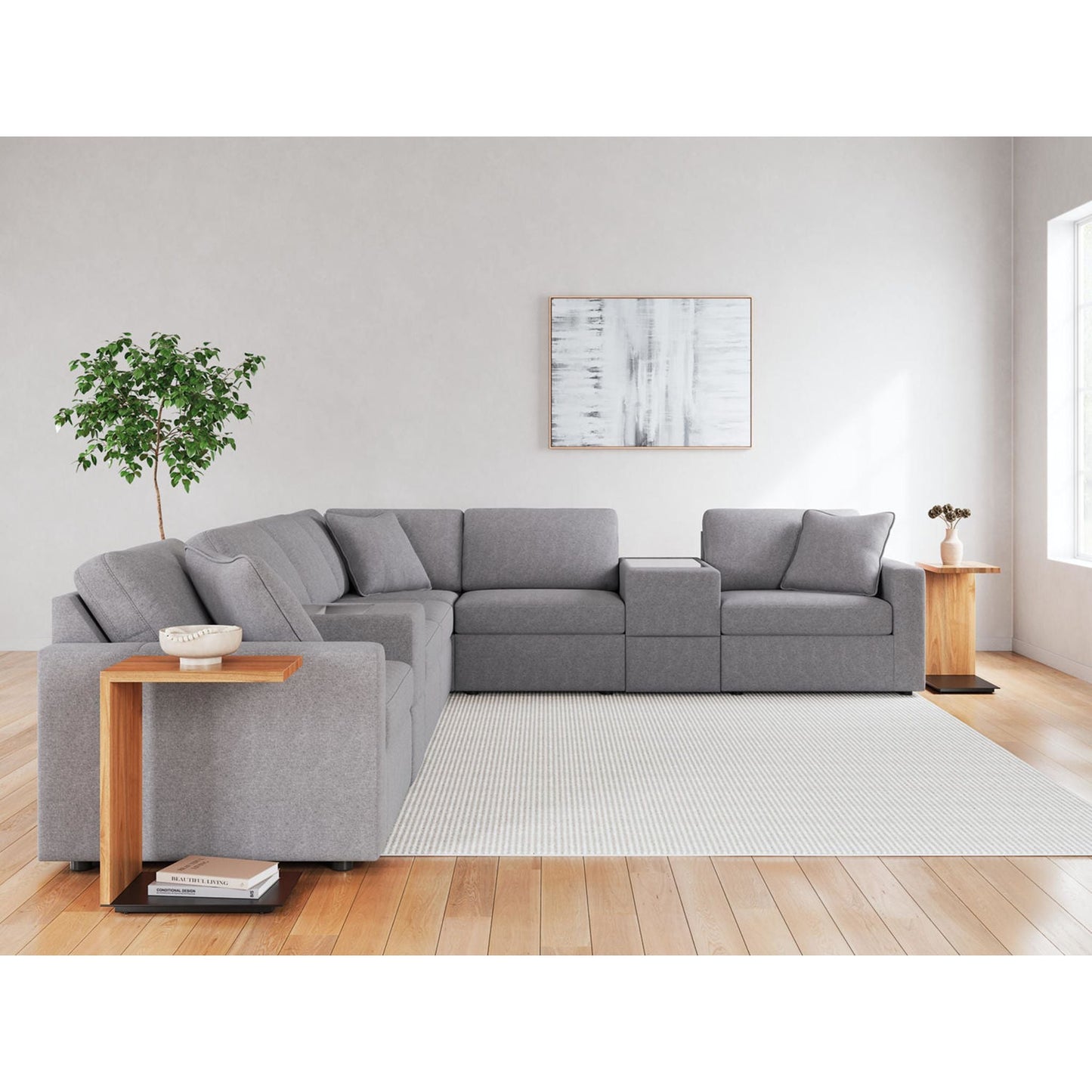 Canapé d'angle modulaire Modmax 8 pièces avec consoles de rangement