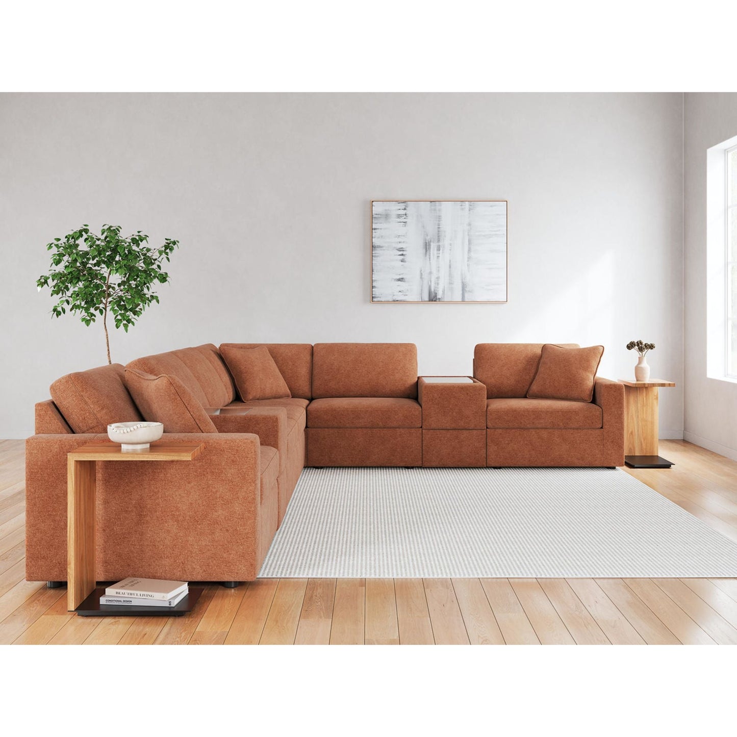 Canapé d'angle modulaire Modmax 8 pièces avec consoles de rangement