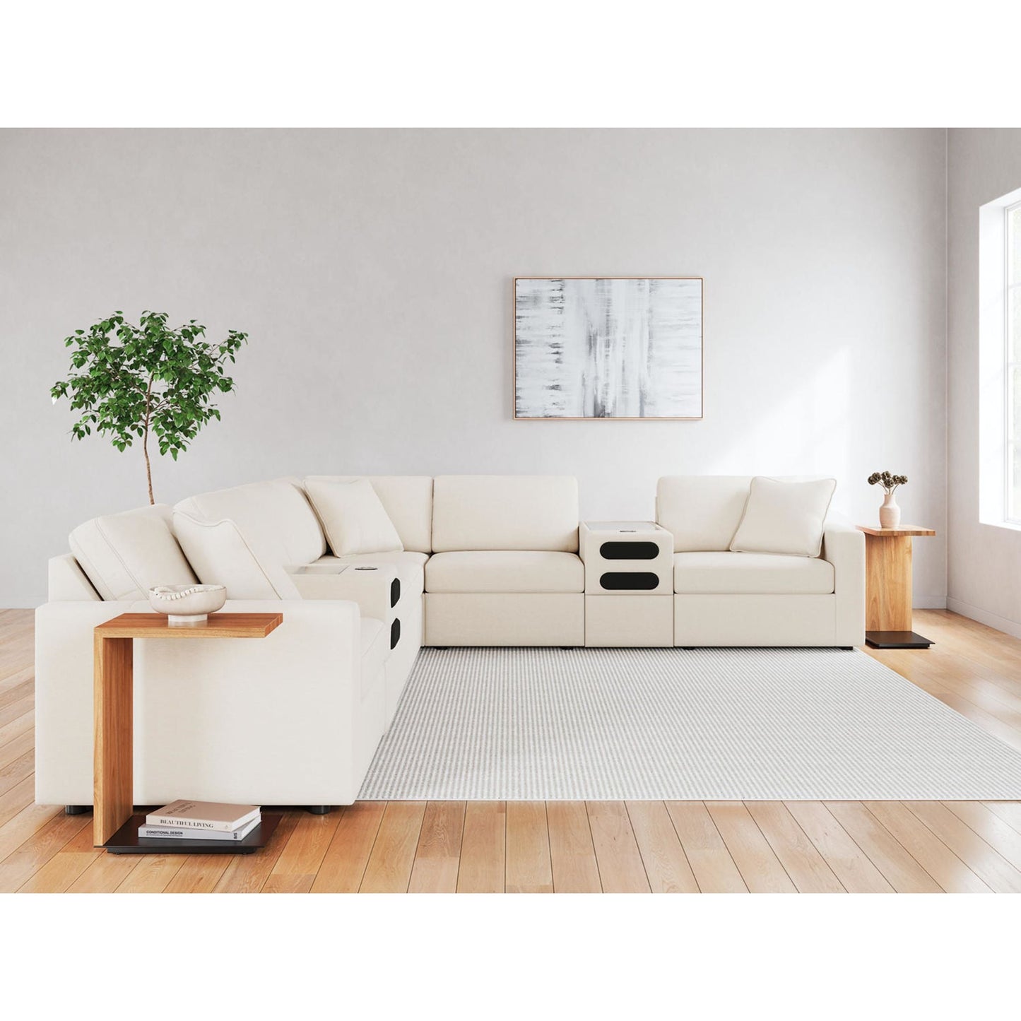 Canapé d'angle modulaire Modmax 8 pièces avec consoles audio