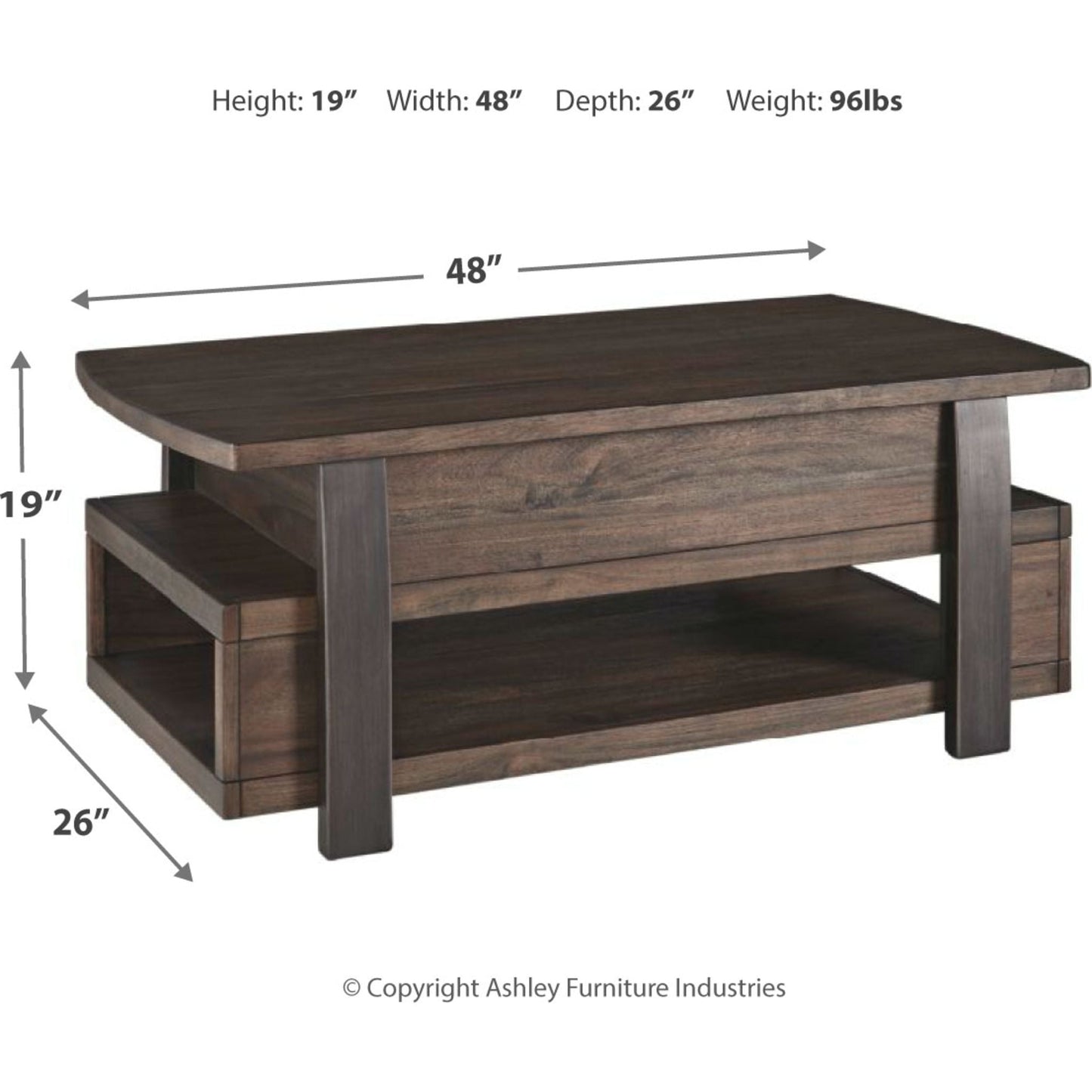 Table basse Vailbry avec plateau relevable
