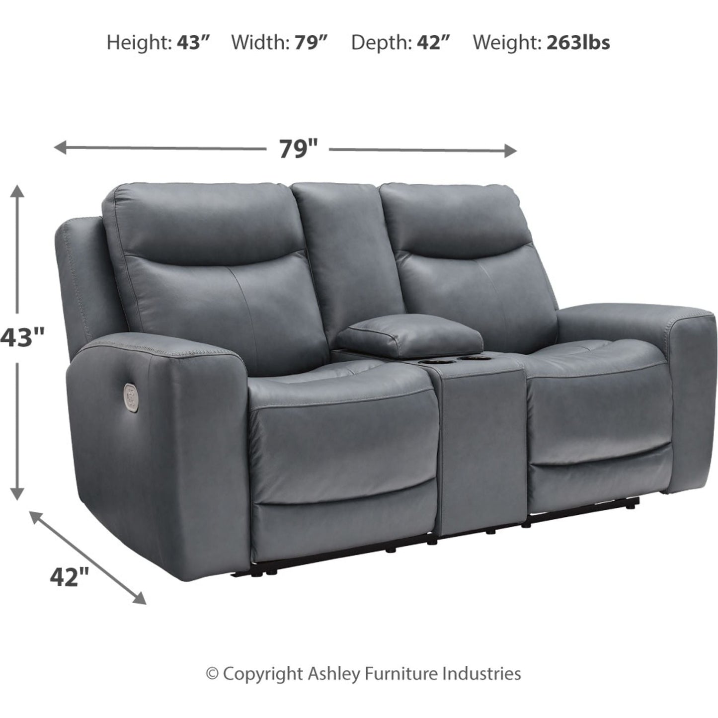 Canapé inclinable électrique Mindanao avec console et appui-tête réglable