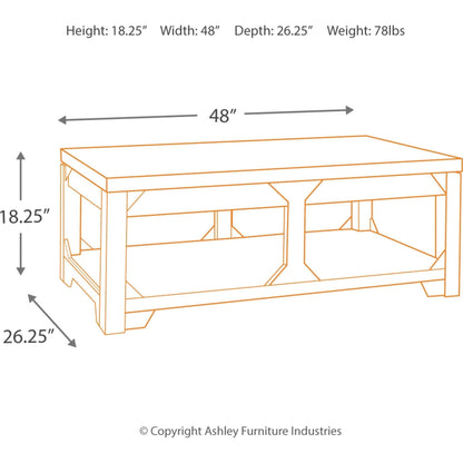 Table basse Rogness avec plateau relevable