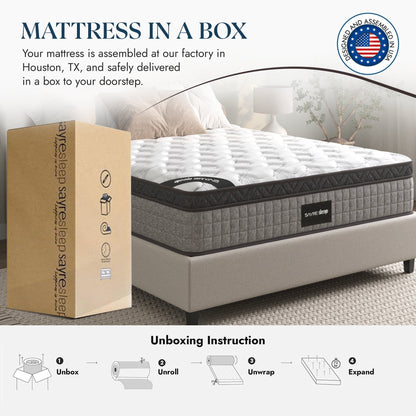 Assemblé aux États-Unis - Matelas hybride 12 Diamond à ressorts ensachés et mousse à mémoire de forme à gel rafraîchissant