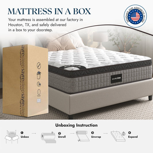 Assemblé aux États-Unis - Matelas hybride 12 Diamond à ressorts ensachés et mousse à mémoire de forme à gel rafraîchissant