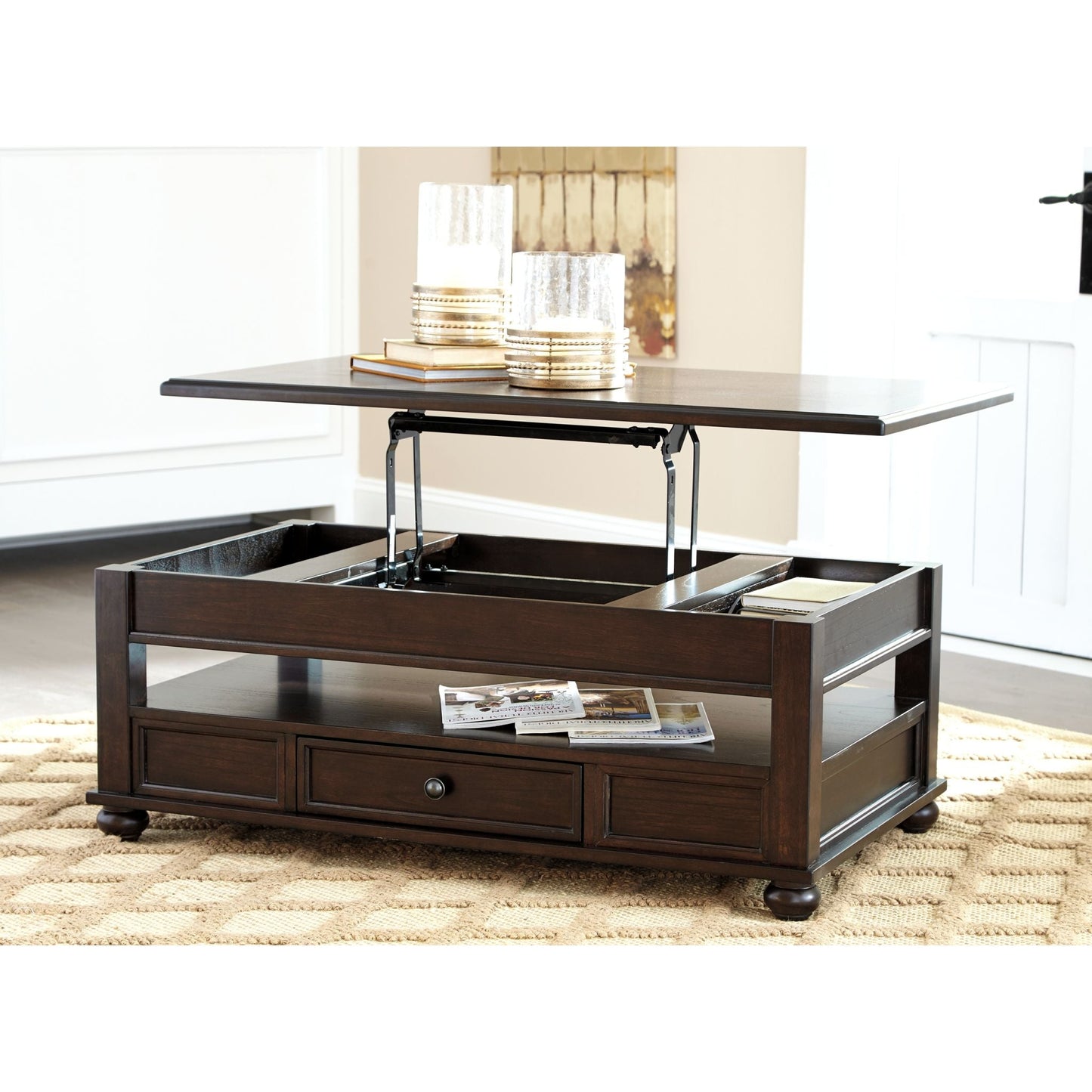 Table basse Barilanni avec plateau relevable