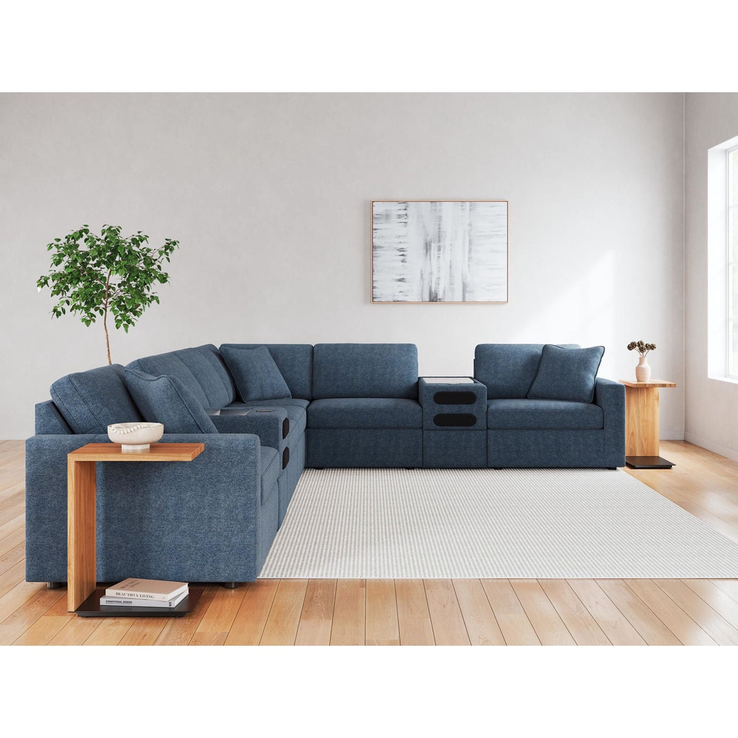 Canapé d'angle modulaire Modmax 8 pièces avec consoles audio