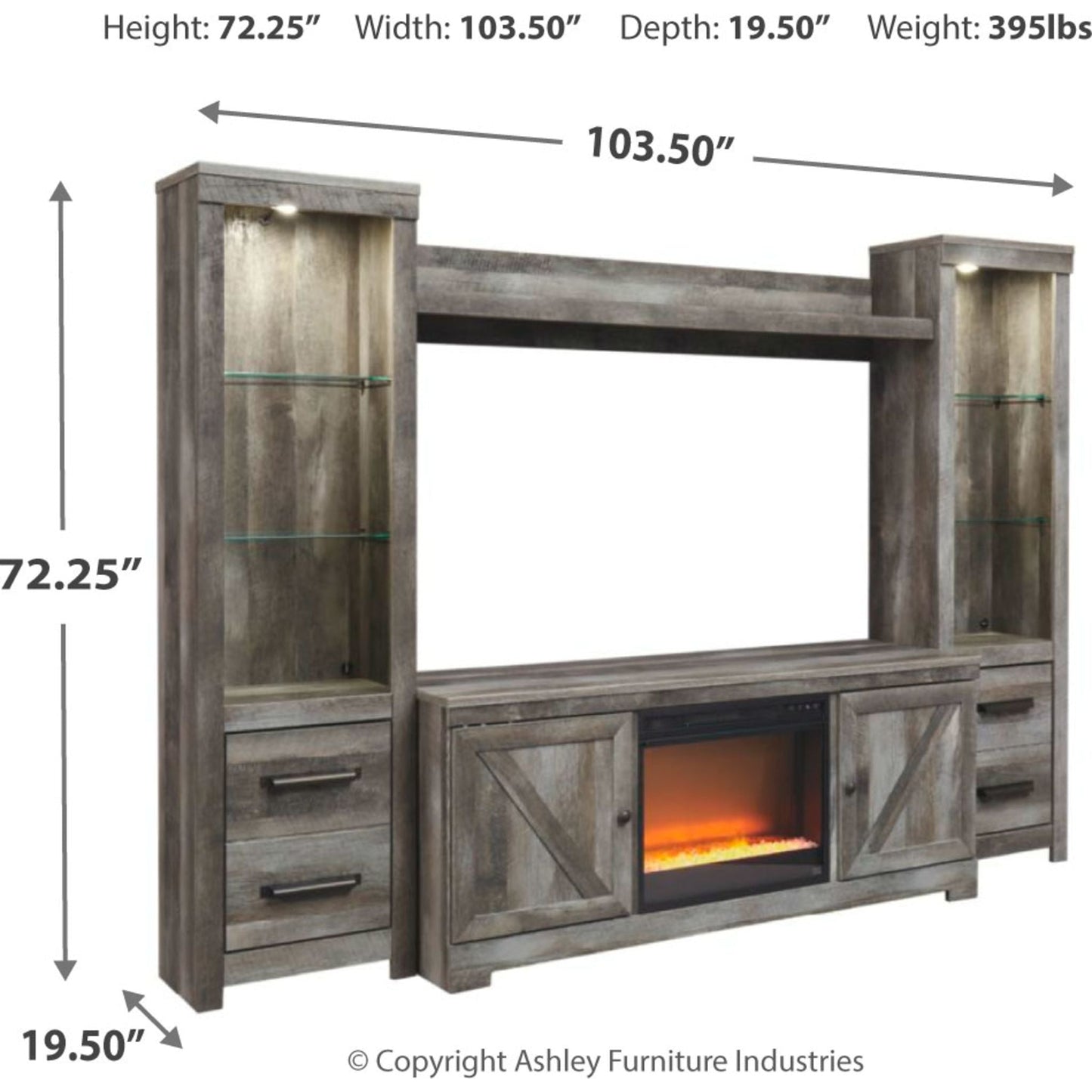 Meuble mural Wynnlow avec insert de cheminée