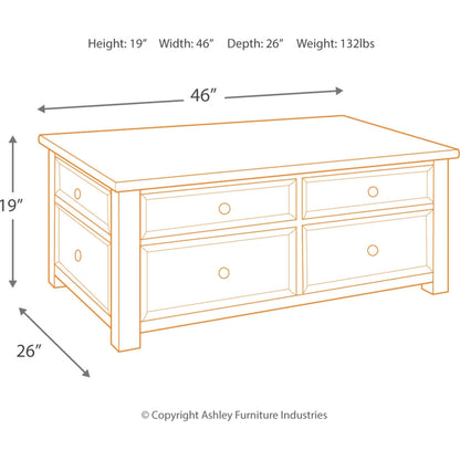 Table basse Tyler Creek avec plateau relevable