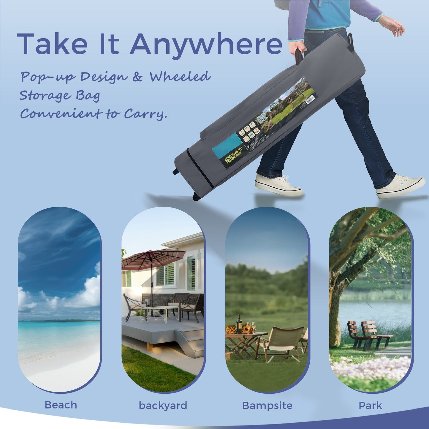 Toit de jardin pliable et renforcé de 4 m x 4 m avec élégant rideau d'angle - 4 m x 4 m