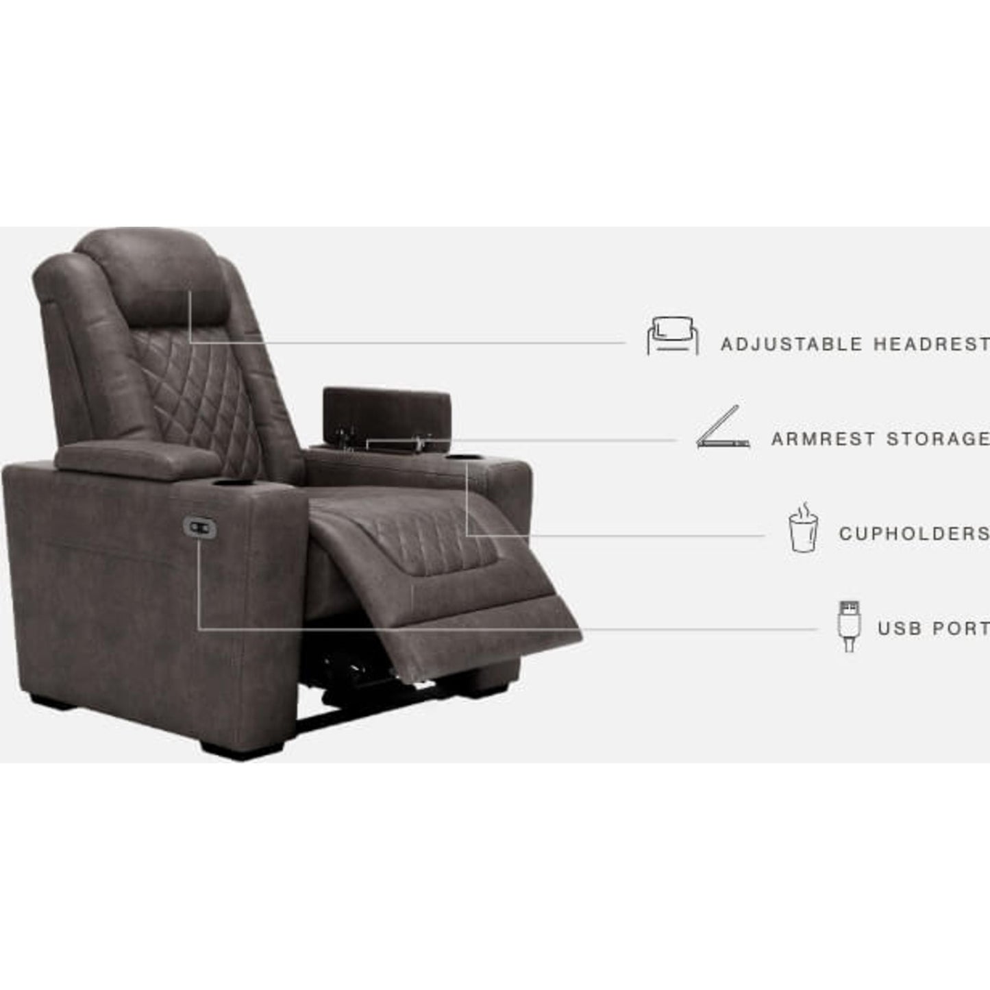 Fauteuil inclinable électrique HyllMont avec appui-tête réglable