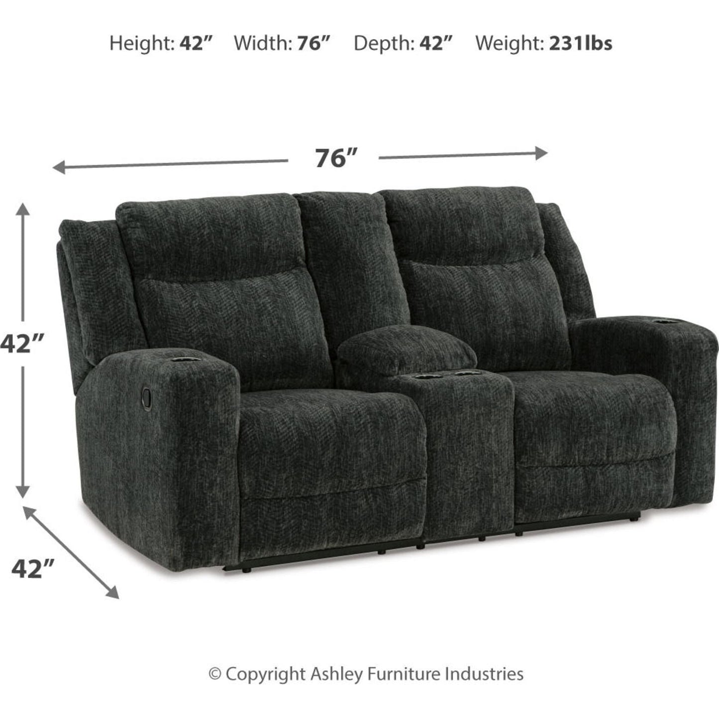 Canapé inclinable Martinglenn avec console
